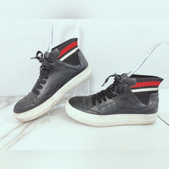 Madden Girl Black Faux Leather Knit Collar Platform Sneakers, Sz 7 - Picture 2 of 12